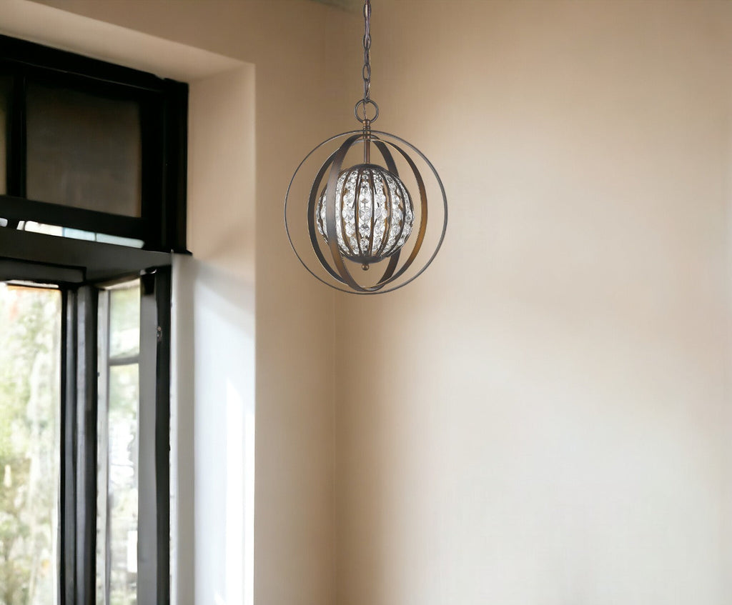 Olivia 1-Light Oil-Rubbed Bronze Crystal Globe Pendant